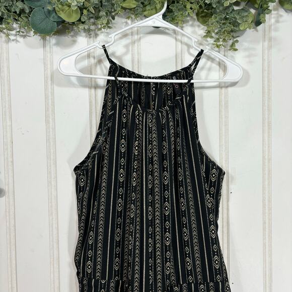 Vision Black Cream Boho Hippie‎ Indie Jumpsuit Romper MEDIUM Casual Sleeveless - Picture 3 of 9